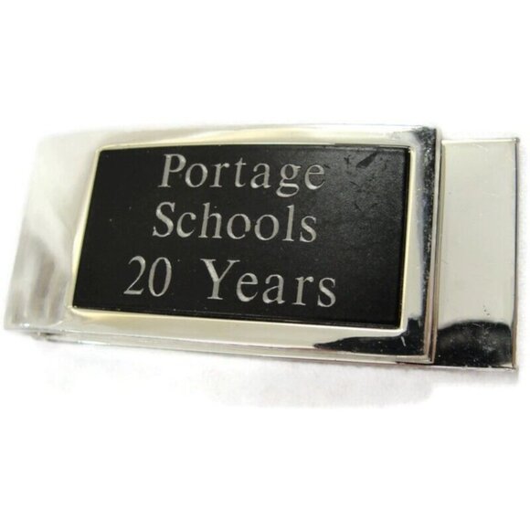 Vintage Portage Schools Wisconsin 20 Years Money Clip Men Wallet ID - Picture 2 of 11